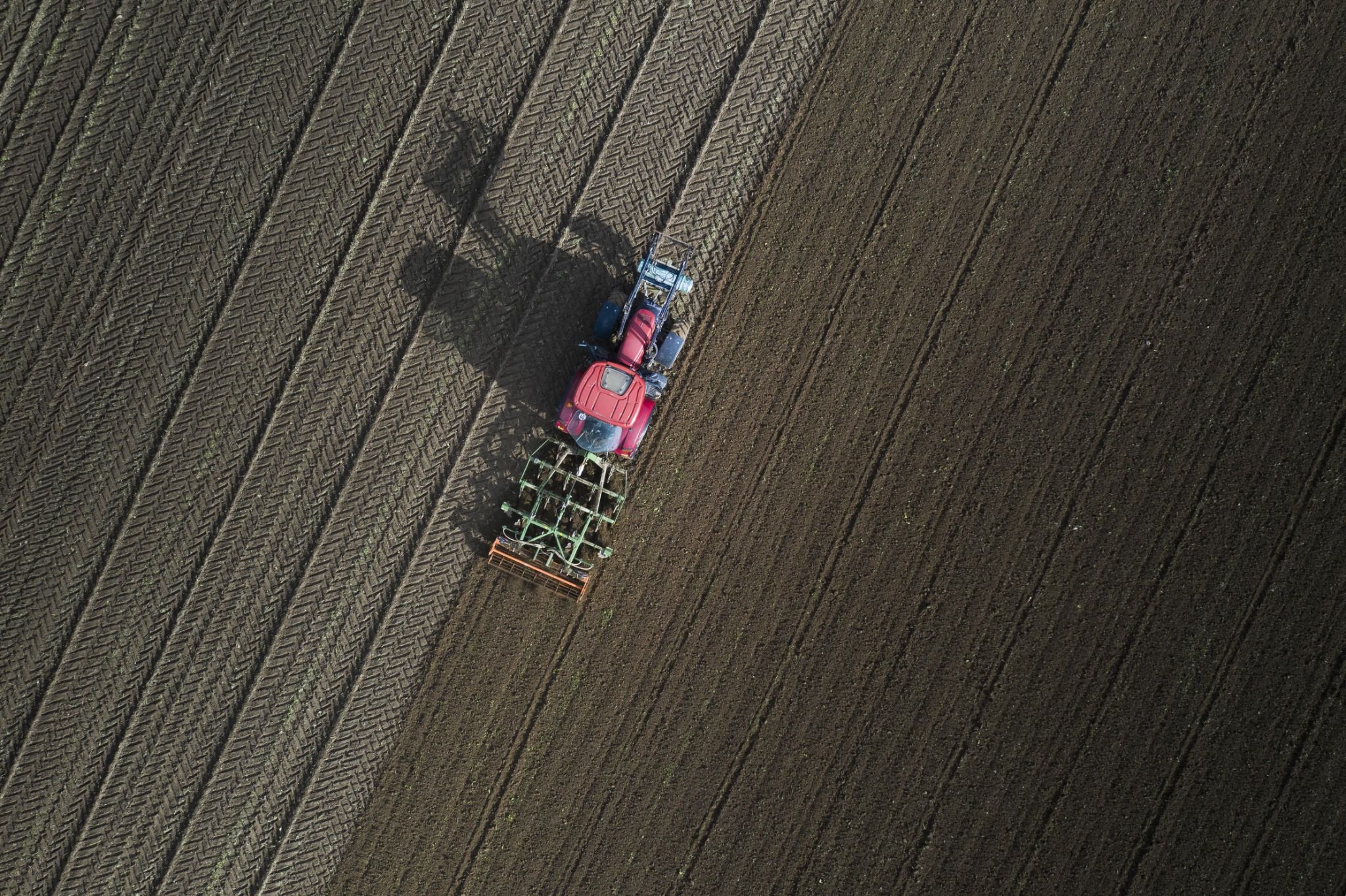 Tarlada çalışan traktör